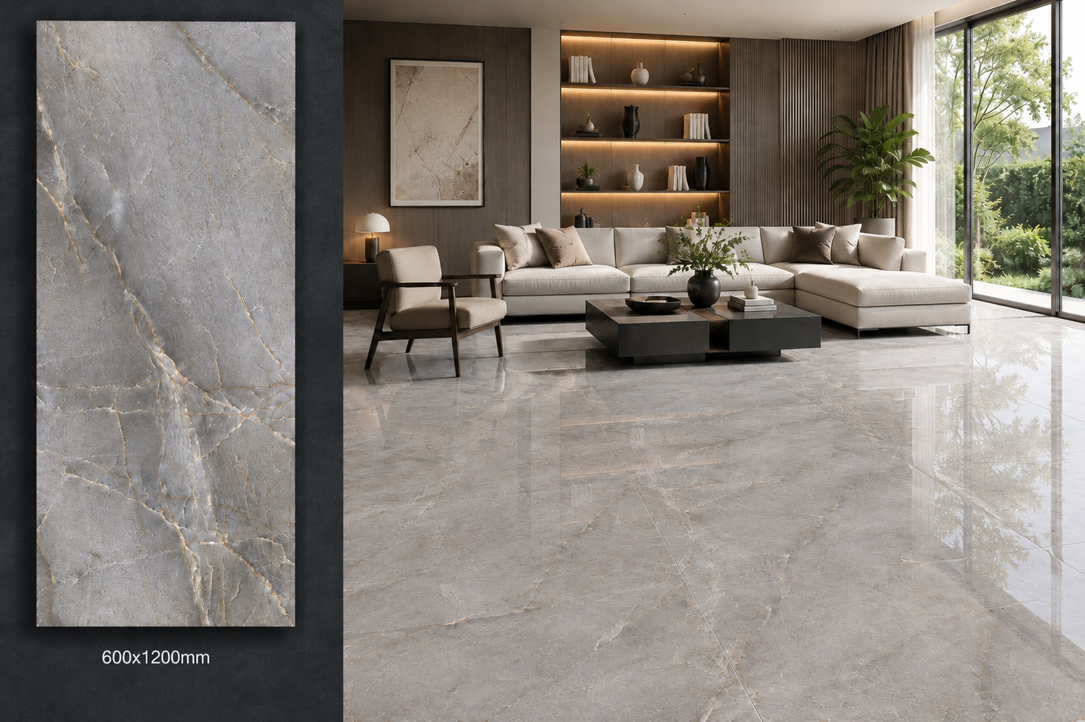 Luxury Marble Tile Living Room Showcase